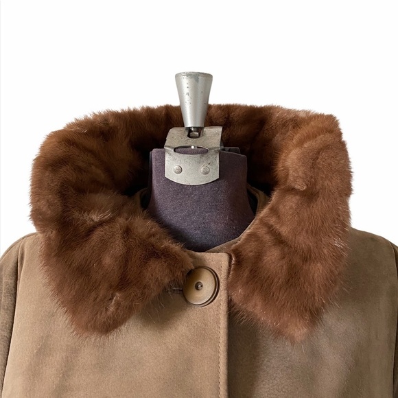 Vintage Fur Trimmed Opera Coat 60’s Suede Patchwork Mink Collar Leather Womens - Picture 2 of 11
